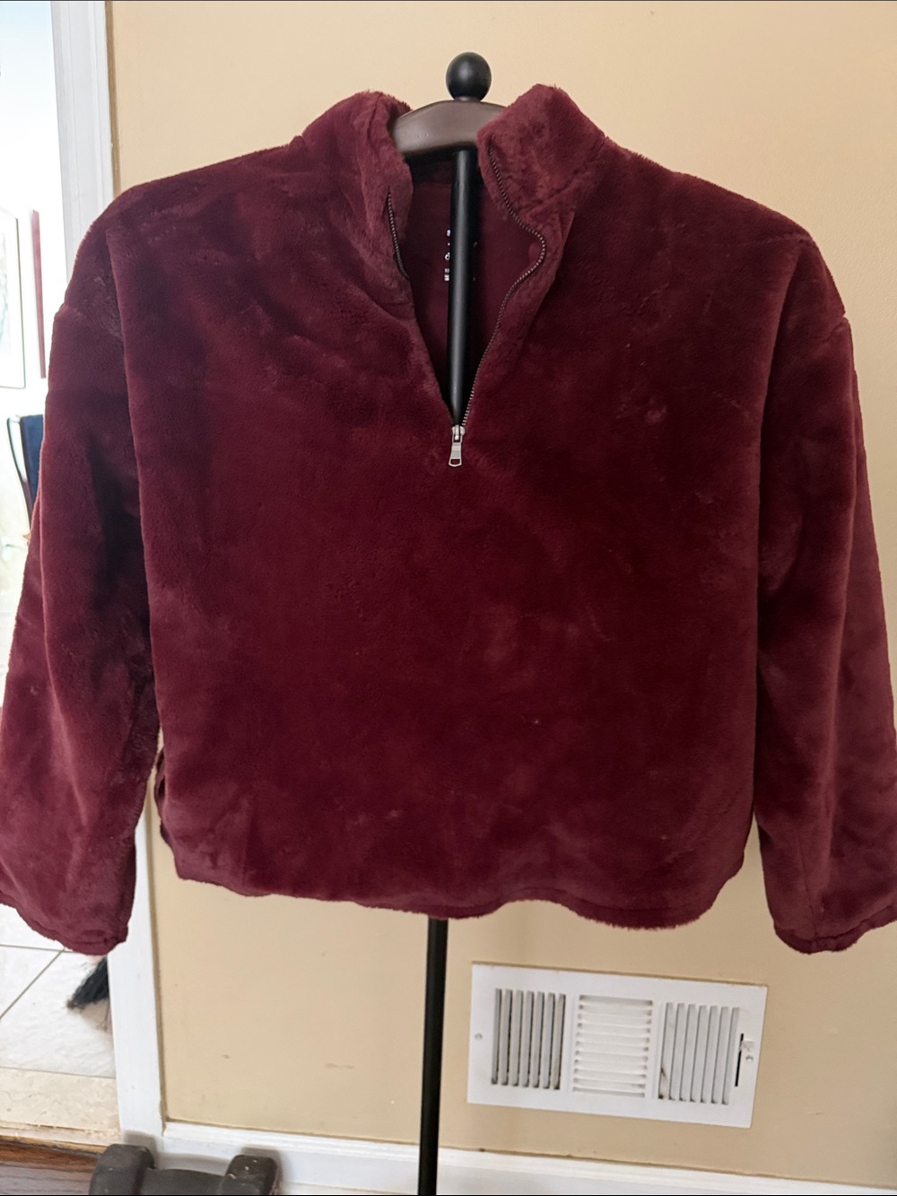 a new day Plush Half-Zip Pullover - Burgundy